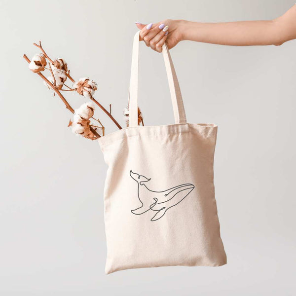 Tote bag Naturel en coton recyclé Baleine STAMINA