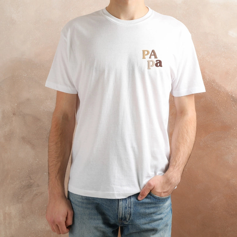 Tee-shirt Papa brodé OR, CAFE, NOUGAT, CHOCOLAT