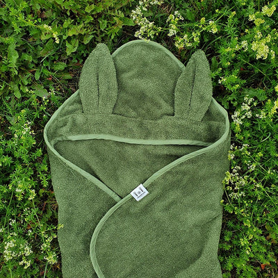 Sortie de bain bébé oreilles de lapin bio vert SUMMERVILLE ORGANIC