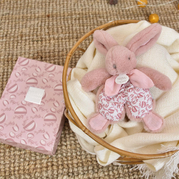 Doudou plat Lapin 18 cm rose