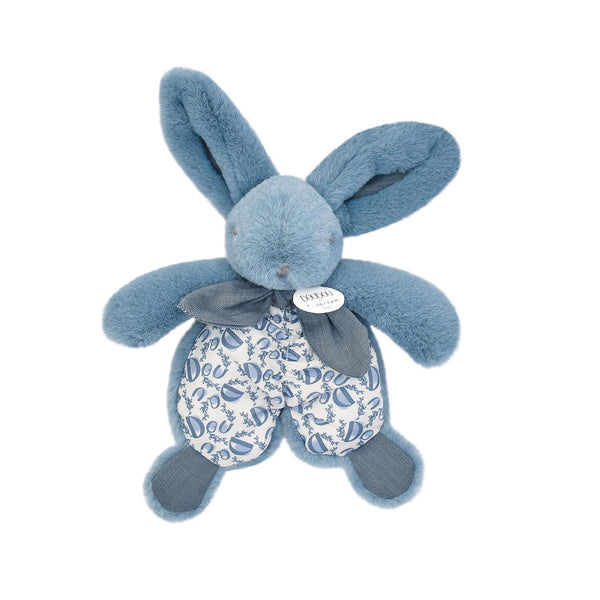 Doudou plat Lapin 18 cm bleu