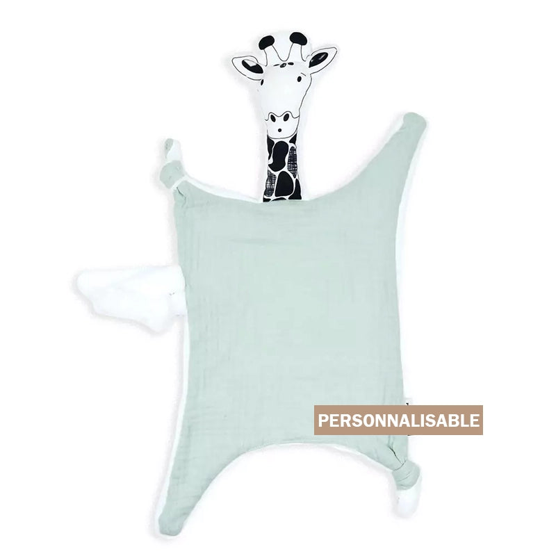 Doudou Lange Girafe Tendresse vert - Compagnon Doux pour Bébés PETIT BLOOM