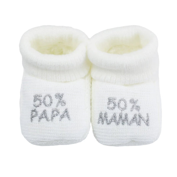 Chaussons bébé 50% papa/50% maman