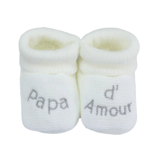 Chaussons bébé "Papa d'Amour" blanc TROIS KILOS SEPT